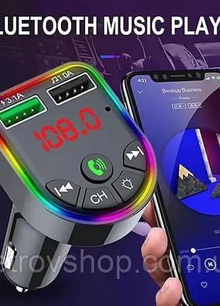 Автомобільний fm модулятор s1 bluetooth 5.0 з usb та microsd mp3 фm трансмітер у прикурювач з гучним зв’язком і швидкою зарядкою чорний