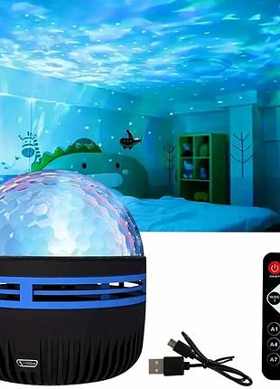 Ночник-проектор led q6 star light черный с пультом usb многоцветная подсветка 8.7х7.8 см
