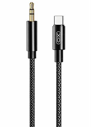 Кабель type-c на mini jack 3.5 мм 1 метр чорний xo nb-r211b для під'єднання навушників і акустики