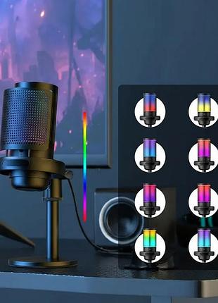 Usb конденсаторный микрофон настольный черный проводной для игр на пк
