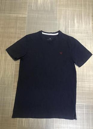 Crew clothing company 💙чоловічий одяг/темно-синя  базова футболка💛 36/s/44