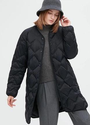 Uniqlo ultra light down (женский стеганый пуховик пальто оверсайз )