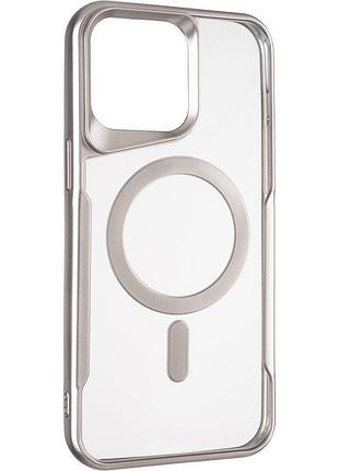 Чехол fiji metallic (magsafe) для apple iphone 14 pro противоударный бампер grey