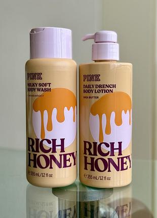 Парфумований набір для тіла гель для душу та лосьйон victoria’s secret pink rich honey