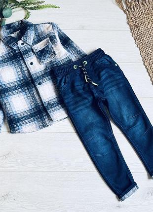 ❄️щільна сорочка - куртка , тепла river island на 4/5 р ціна -360 г ❄️д-46 см рукав від ворота/46 см ширина-37 см 🌱джинси на 4/5 р стрейч ціна -200