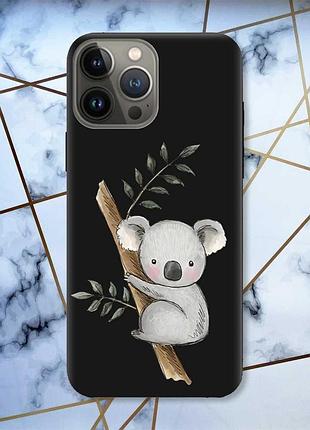 Матовый чехол с черными боками на apple iphone 13 pro :: коала (принт 132)