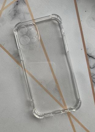 Прозрачный силиконовый чехол с утолщёнными углами для iphone 12 / 12 pro