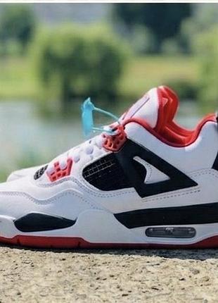 Nike air jordan 4 retro (біло-червоні) 38