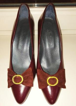 Туфли винтажные лодочки с бантиками, натуральная кожа, италия 37 р.1 фото