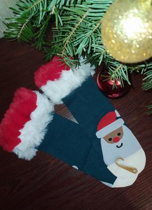 Новогодние носки носочки с меховой опушкой1 фото