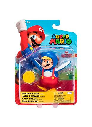 Игровая фигурка с артикуляцией super mario - марио-пингвин (10 cm, с аксесс.)