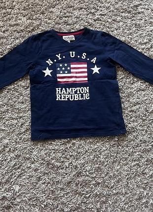 Дитячий лонгслів, кофта hampton republic із синім кольором та американським прапором