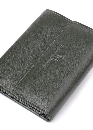 Стильный кошелек среднего размера из натуральной кожи st leather 23075 зеленый