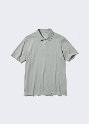 Футболка-поло uniqlo зелена airism cotton piqué polo shirt