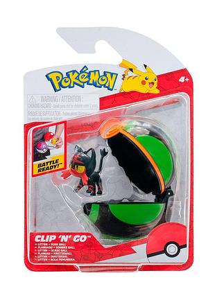 Ігровий набір pokemon w16 - літтен у покеболі (ігрова фігурка, покебол)
