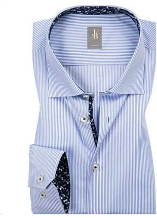 Чоловіча елегантна сорочка преміум класу від jacques britt fine structure stripe shirt navy blue, xl, slım fıt