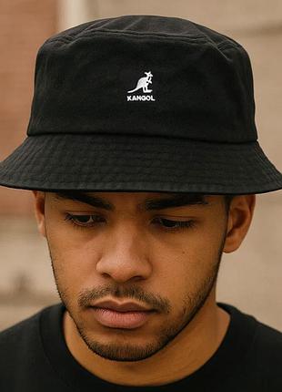 Бавовняна унісекс панама kangol washed bucket у чорному кольорі