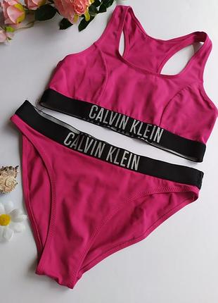 Брендовый раздельный купальник calvin klein, с нюансом, размер s