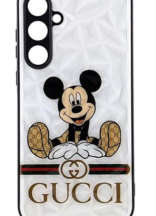 Чехол prisma для телефона samsung galaxy a35 5g/ a356 стеклянный белый бампер рисунок gucci
