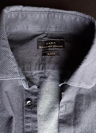 Стильная черная рубашка zara с микро узором, р. m/40.