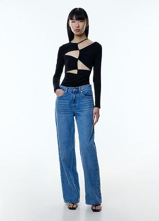 Лонгслів чорний з вирізами h&m