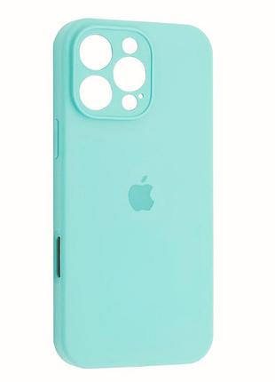 Чехол fiji silicone case full camera для apple iphone 16 pro max бампер накладка с защитой камеры aquamarine