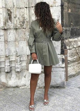 Фаворит блогерів шкіряне шкіра, кожзам плаття пояс оливкова хакі zara2 фото