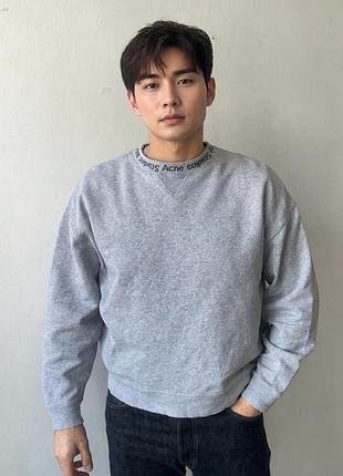 Світшот кофта чоловіча acne studios flogho logo boxy fit grey sweatshirt m oversized dropped shoulders