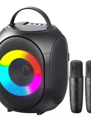 Портативна bluetooth колонка zqs-w4107 блютуз акустична система з двома бездротовими мікрофонами