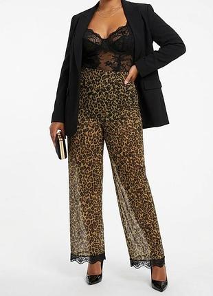 Леопардовые сетчатые брюки boohoo с кружевом, размер uk 20 (3xl)