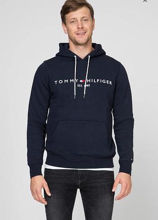 Tommy hilfiger мужское темно-синее худи tommy logo hoody