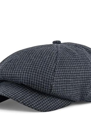 Чоловічий картз-восьмиклинка italian wool, модна хуліганка d.hats осінь-зима, classic newsboy cap чорна карта, якісна кепка 57