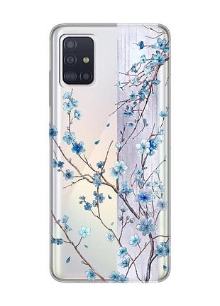 Прозрачный чехол на samsung galaxy a71/a715 цветущая сакура (принт 422)