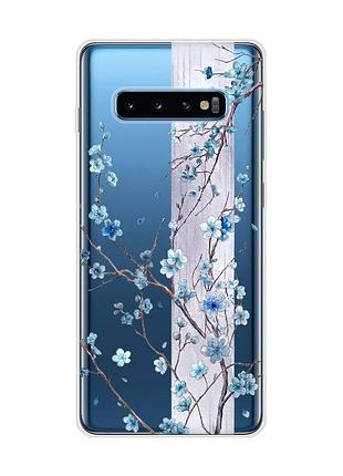Прозрачный чехол на samsung galaxy s10 plus цветущая сакура (принт 422)