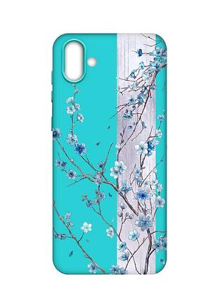 Матовий бірюзовий чохол на samsung galaxy a04 квітуча сакура (принт 422)