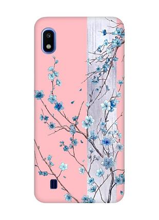 Матовый розовый чехол на samsung galaxy a10 (2019) a105 цветущая сакура (принт 422)