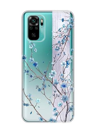 Прозрачный чехол на xiaomi redmi note 10/note 10s цветущая сакура (принт 422)