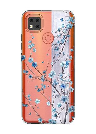Прозрачный чехол на xiaomi redmi 9c/10a цветущая сакура (принт 422)