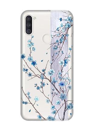 Прозрачный чехол на samsung galaxy a11 цветущая сакура (принт 422)