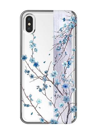 Прозорий чохол на iphone xs max квітуча сакура (принт 422)