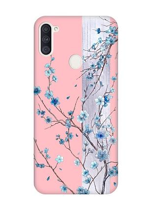 Матовий рожевий чохол на samsung galaxy a11 квітуча сакура (принт 422)