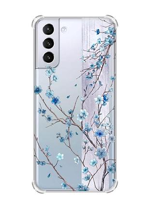 Чохол з потовщеними кутами на samsung galaxy s21 (g991) квітуча сакура (принт 422)