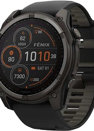 Gps смарт-часы garmin fenix 8 51mm, saph solar, crbngry ti/blk, blk/pblgrybnd