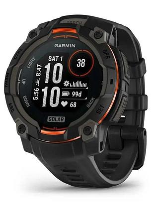 Gps смарт-часы garmin instinct 3, 45mm, solar, black bezel with black band