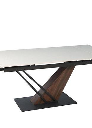 Стіл fernando ceramic 140(200)*90 бежевий мат/темний горіх