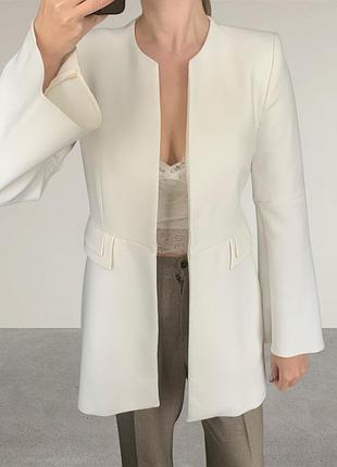 Подовжений жакет zara basic з розкльошеними рукавами