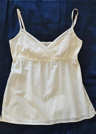 Белая хлопковая блуза на тонких бретельках, esprit, 36/s