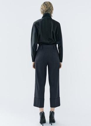 Укороченные прямые деловые брюки zara в полоску, размер 40 / l