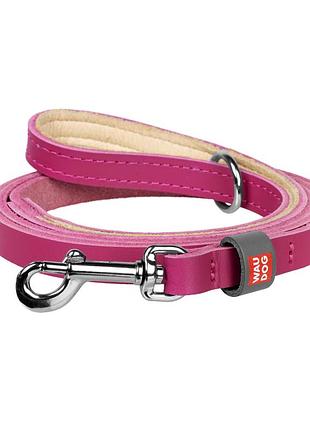 Поводок для кошек и мелких собак кожаный waudog classic, xxs-xs, ш 12 мм, дл 122 см розовый