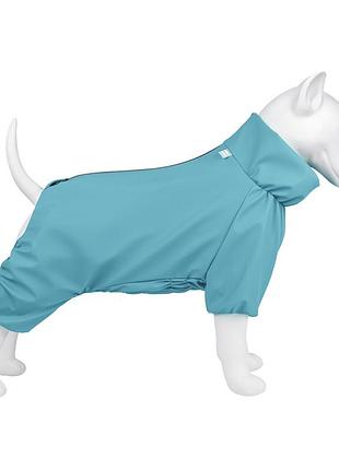 Дощовик для собак waudog clothes, водонепроникний, m45, в 55-60 см, с 37-40 см, блакитний